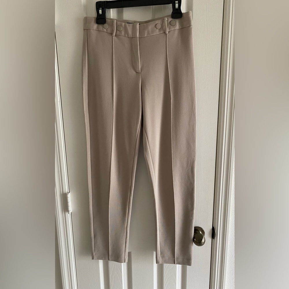 Tahari Womens Beige High Rise Stretch Ankle Pants Trousers Sz 6
